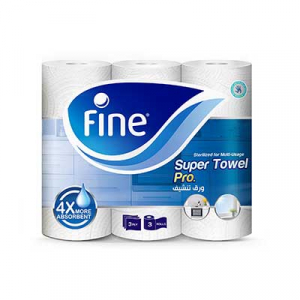 Fine Towe Household Super Towel 70 Sheets 3 Ply 23C X 26.5C 3  Rolls