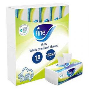 Fine Facial Tissues Fluffy 150 pulls 10 Pcs