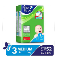 Fine Baby Diapers  - Jumbo Pack- Medium 4-9Kg 52 Diapers